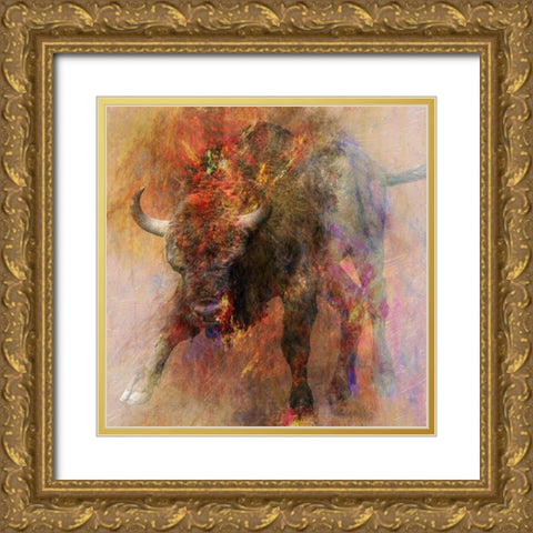 Stampede 2 Gold Ornate Wood Framed Art Print with Double Matting by Lewis, Sheldon