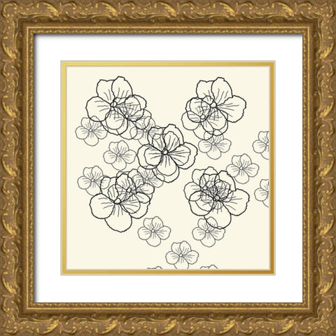 Black Petals Gold Ornate Wood Framed Art Print with Double Matting by Lewis, Sheldon