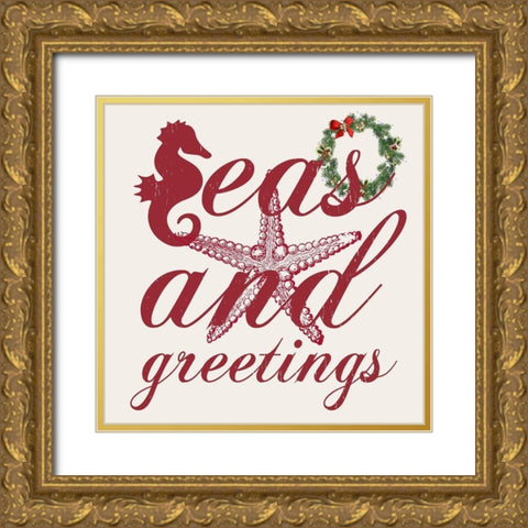 Greetings Gold Ornate Wood Framed Art Print with Double Matting by Lewis, Sheldon