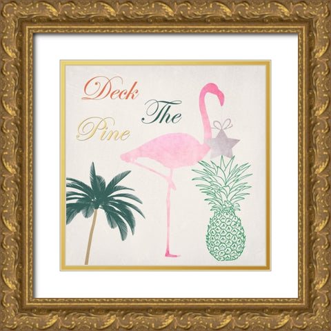 Deck The Pine Gold Ornate Wood Framed Art Print with Double Matting by Lewis, Sheldon