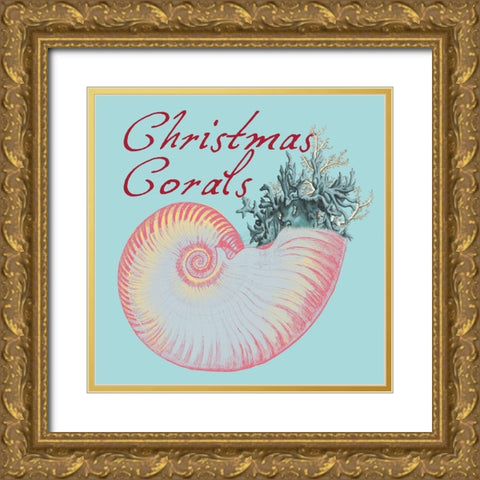 Christmas Corals Gold Ornate Wood Framed Art Print with Double Matting by Lewis, Sheldon