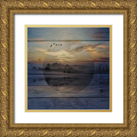 Lake View Lodge Gold Ornate Wood Framed Art Print with Double Matting by Lewis, Sheldon