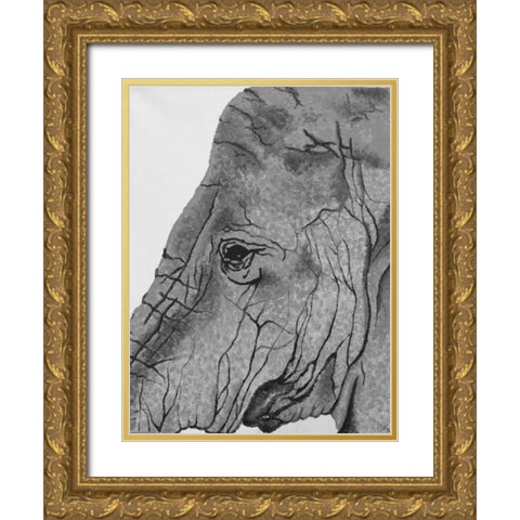 Elephant 2 Gold Ornate Wood Framed Art Print with Double Matting by Altavilla, Simona