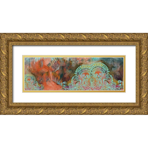 Paisley Gold Ornate Wood Framed Art Print with Double Matting by Butcher, Sarah