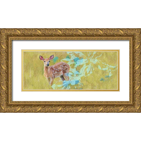 Doe With Magnolia Gold Ornate Wood Framed Art Print with Double Matting by Butcher, Sarah