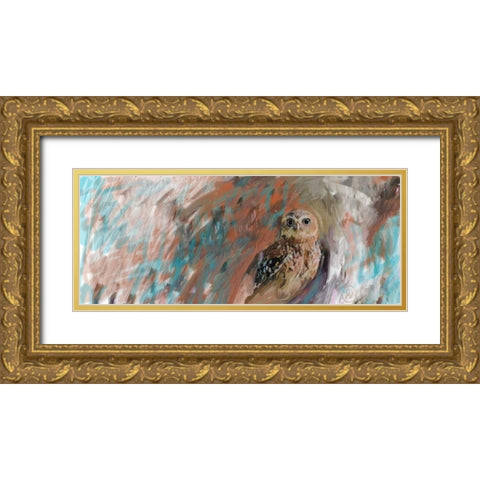 Owl Panel Gold Ornate Wood Framed Art Print with Double Matting by Butcher, Sarah