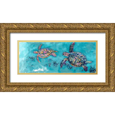 Turtles Together Gold Ornate Wood Framed Art Print with Double Matting by Butcher, Sarah