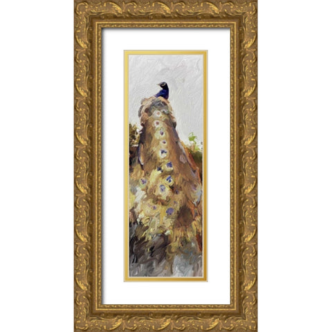 Peacock Panel 2 Gold Ornate Wood Framed Art Print with Double Matting by Butcher, Sarah