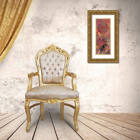Vivid Owl Gold Ornate Wood Framed Art Print with Double Matting by Butcher, Sarah