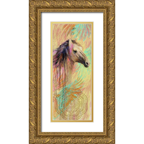 Horse Mandala Gold Ornate Wood Framed Art Print with Double Matting by Butcher, Sarah