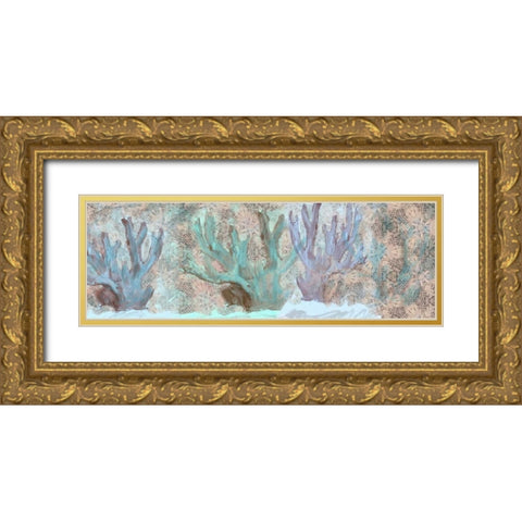 Three Coral Gold Ornate Wood Framed Art Print with Double Matting by Butcher, Sarah