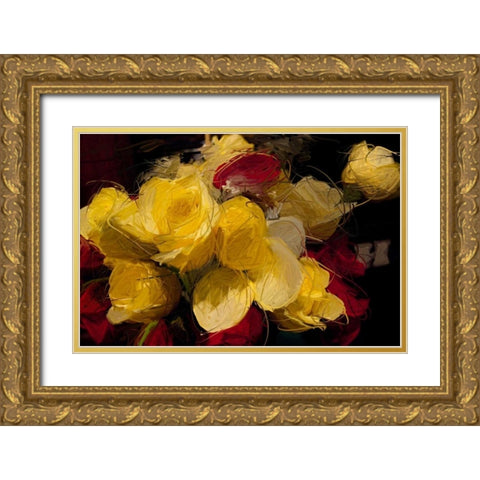 Roses 4 Gold Ornate Wood Framed Art Print with Double Matting by Butcher, Sarah