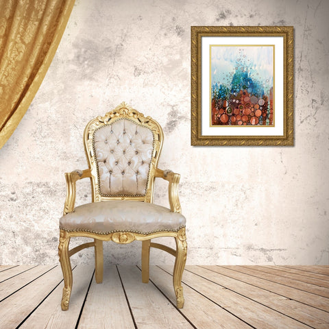 Blue And Bronze Gold Ornate Wood Framed Art Print with Double Matting by Butcher, Sarah