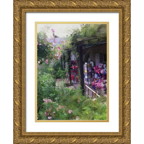 Gift Shop At Giverny Gold Ornate Wood Framed Art Print with Double Matting by Butcher, Sarah