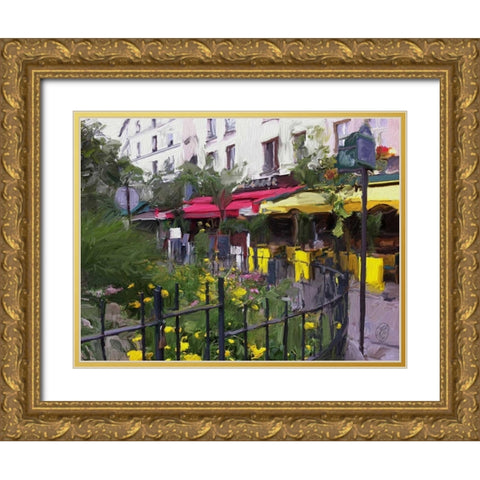 Place Du Petitpont Gold Ornate Wood Framed Art Print with Double Matting by Butcher, Sarah