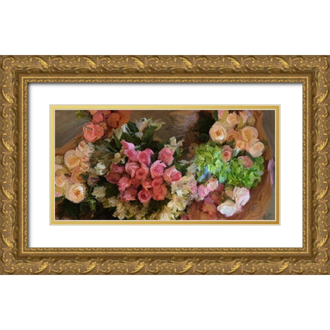 Roses Upon Roses Gold Ornate Wood Framed Art Print with Double Matting by Butcher, Sarah