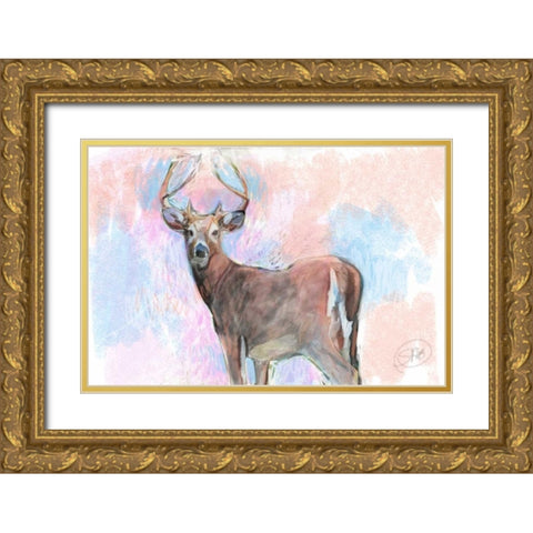 Stag Gold Ornate Wood Framed Art Print with Double Matting by Butcher, Sarah