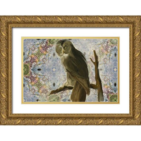 Wise Owl Gold Ornate Wood Framed Art Print with Double Matting by Butcher, Sarah