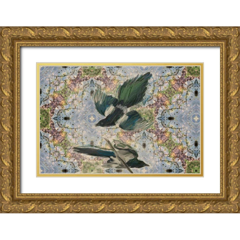 Birds In Flight Gold Ornate Wood Framed Art Print with Double Matting by Butcher, Sarah