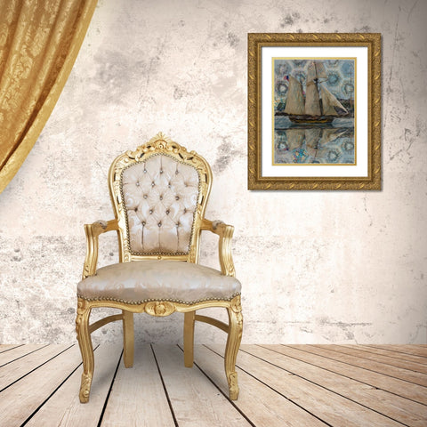 Sailboat Gold Ornate Wood Framed Art Print with Double Matting by Butcher, Sarah