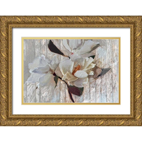Magnolia1 Gold Ornate Wood Framed Art Print with Double Matting by Butcher, Sarah