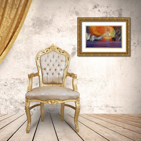 Girl On The Moon Gold Ornate Wood Framed Art Print with Double Matting by Butcher, Sarah