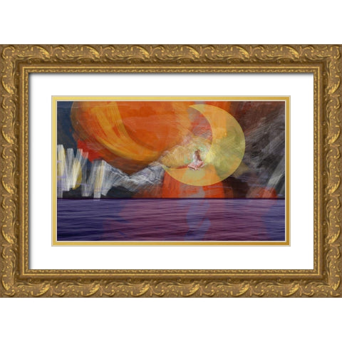 Girl On The Moon Gold Ornate Wood Framed Art Print with Double Matting by Butcher, Sarah