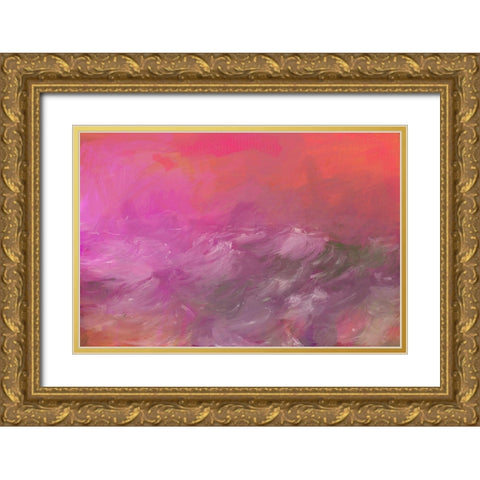 Pink Sea Orange Sky Gold Ornate Wood Framed Art Print with Double Matting by Butcher, Sarah