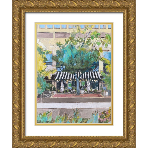 City Cafe Gold Ornate Wood Framed Art Print with Double Matting by Butcher, Sarah