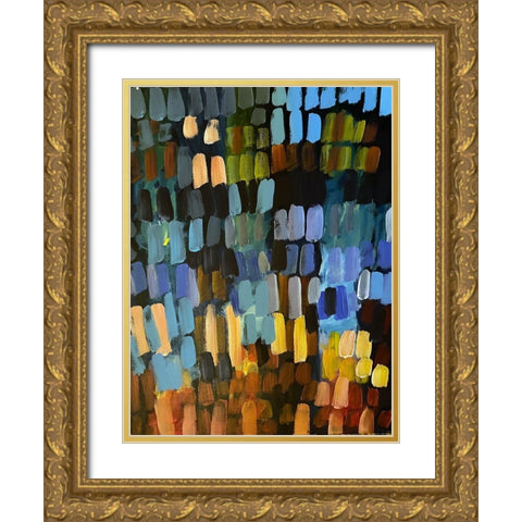 Color Strokes Gold Ornate Wood Framed Art Print with Double Matting by Butcher, Sarah