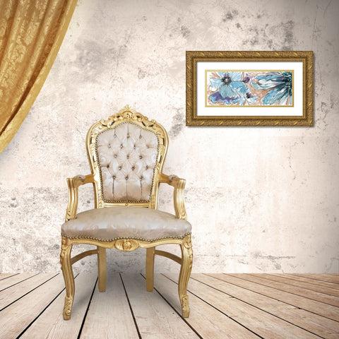 Blue Flowerrs 2 Gold Ornate Wood Framed Art Print with Double Matting by Butcher, Sarah