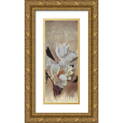 Magnolia Gold Ornate Wood Framed Art Print with Double Matting by Butcher, Sarah
