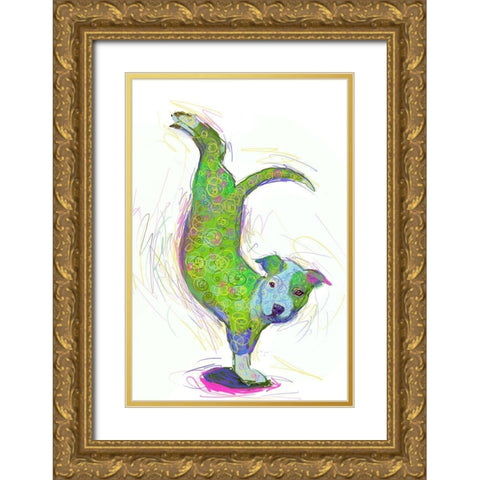 Acrobat Dog Gold Ornate Wood Framed Art Print with Double Matting by Butcher, Sarah