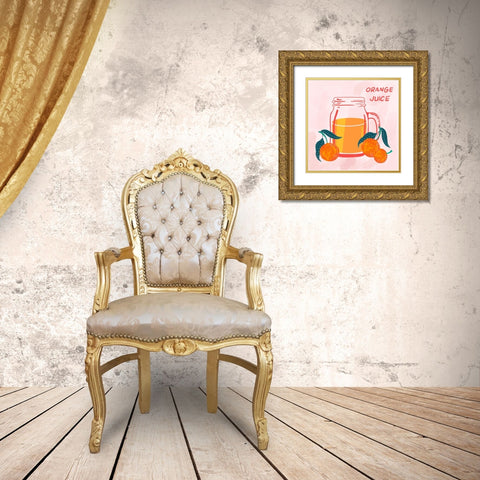 Orange Juice Gold Ornate Wood Framed Art Print with Double Matting by Swati, Siotia
