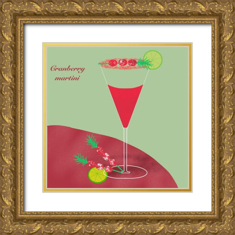 Cranberry Martini Gold Ornate Wood Framed Art Print with Double Matting by Swati, Siotia