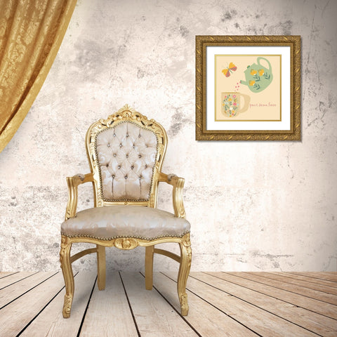 Pour Some Love Gold Ornate Wood Framed Art Print with Double Matting by Swati, Siotia