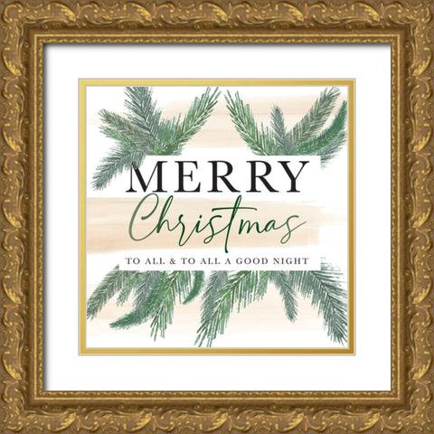 Merry Christmas to All Gold Ornate Wood Framed Art Print with Double Matting by Stella & Jack Studio