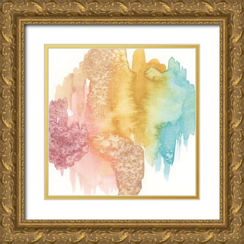 Pastel Abstract Gold Ornate Wood Framed Art Print with Double Matting by vdk atelier