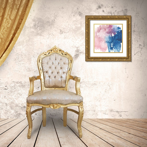 Pink Abstract Gold Ornate Wood Framed Art Print with Double Matting by vdk atelier