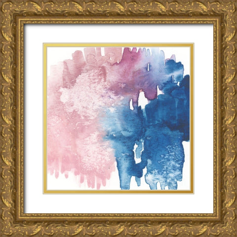 Pink Abstract Gold Ornate Wood Framed Art Print with Double Matting by vdk atelier