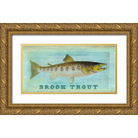 Brook Trout Gold Ornate Wood Framed Art Print with Double Matting by Carlson, Tina