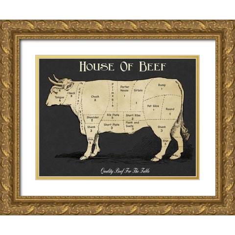 House Of Beef Gold Ornate Wood Framed Art Print with Double Matting by Carlson, Tina
