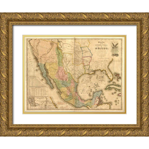 US Mexico Gold Ornate Wood Framed Art Print with Double Matting by Carlson, Tina