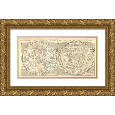 Planisphere Celeste Gold Ornate Wood Framed Art Print with Double Matting by Carlson, Tina