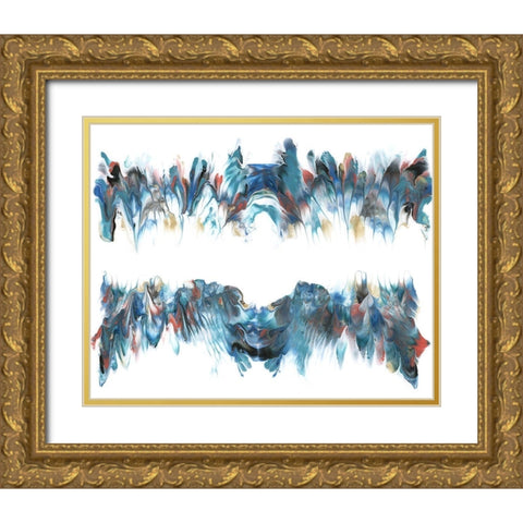 Abstract Sound Waves Gold Ornate Wood Framed Art Print with Double Matting by Carlson, Tina