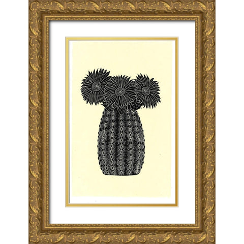 Cactus 1BW Gold Ornate Wood Framed Art Print with Double Matting by Carlson, Tina