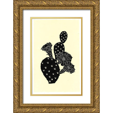 Cactus 3BW Gold Ornate Wood Framed Art Print with Double Matting by Carlson, Tina