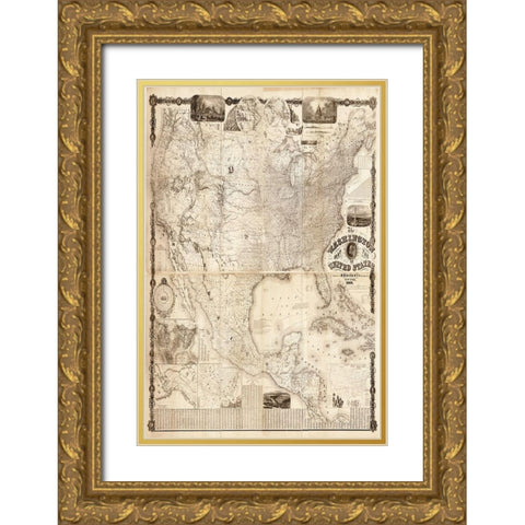 Washington USA Gold Ornate Wood Framed Art Print with Double Matting by Carlson, Tina