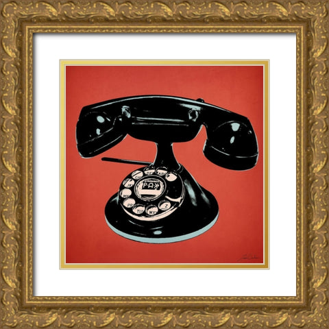 Telephone 2 v3 Gold Ornate Wood Framed Art Print with Double Matting by Carlson, Tina