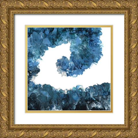 Abstract Wave Gold Ornate Wood Framed Art Print with Double Matting by Carlson, Tina